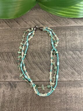Handcrafted Turquoise Multi-Strand Beaded Necklace